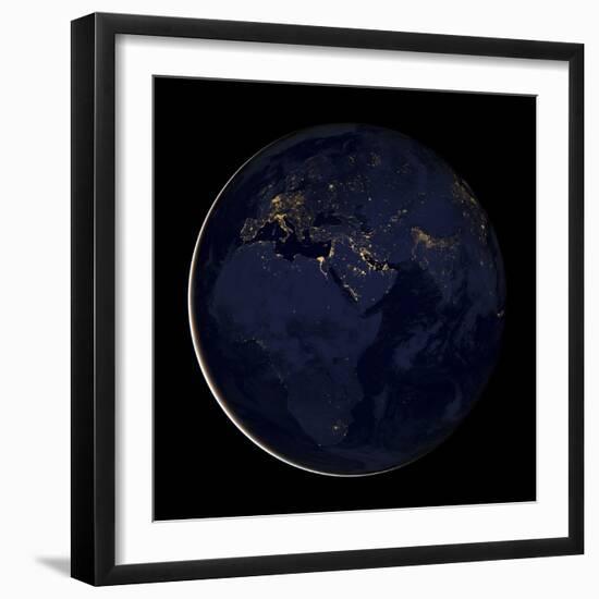 Full Earth Showing City Lights of Africa, Europe, And the Middle East-Stocktrek Images-Framed Photographic Print