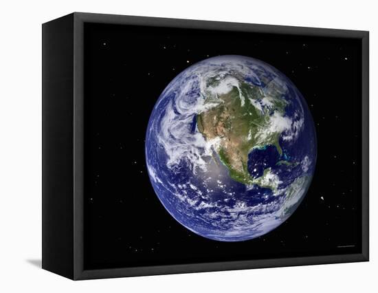 Full Earth Showing North America (With Stars)-Stocktrek Images-Framed Stretched Canvas