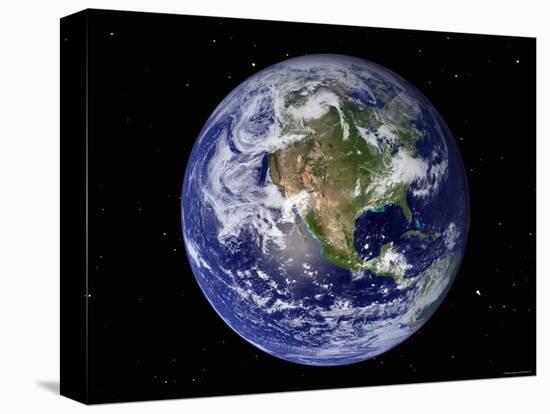 Full Earth Showing North America (With Stars)-Stocktrek Images-Stretched Canvas