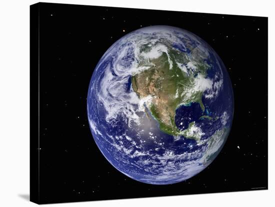 Full Earth Showing North America (With Stars)-Stocktrek Images-Stretched Canvas