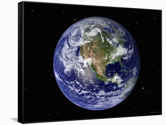 Full Earth Showing North America (With Stars)-Stocktrek Images-Framed Stretched Canvas