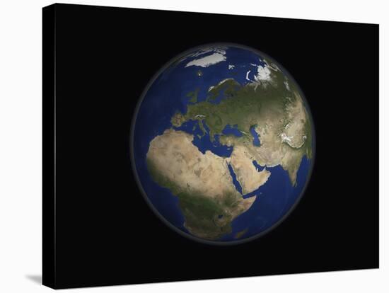 Full Earth View Showing Africa, Europe, the Middle East, and India-Stocktrek Images-Stretched Canvas