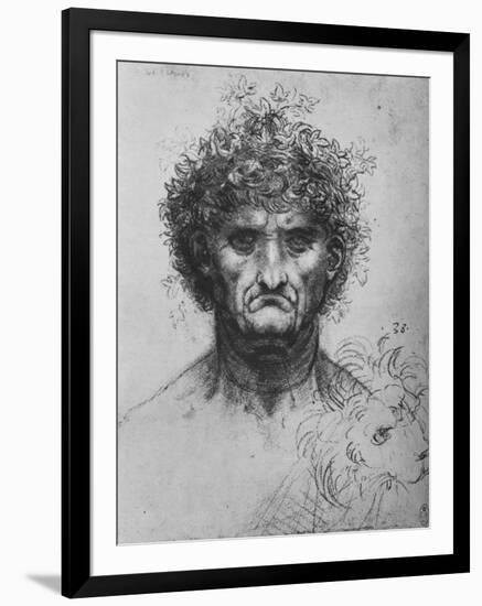 'Full Face of an Old Man Wearing a Wreath', c1480 (1945)-Leonardo Da Vinci-Framed Giclee Print