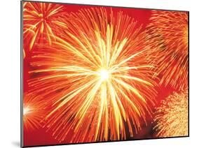 Full Frame of Exploding Fireworks-null-Mounted Photographic Print