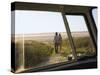 Full Length of Loving Young Couple Walking Towards Beach View from Campervan Window-Nosnibor137-Stretched Canvas