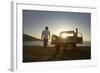 Full Length of Young Couple by Pick-Up Truck Parked on Beach-Nosnibor137-Framed Photographic Print