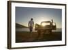 Full Length of Young Couple by Pick-Up Truck Parked on Beach-Nosnibor137-Framed Photographic Print