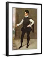 Full Length Portrait of a Gentleman in a Black Doublet-Francois Clouet-Framed Giclee Print