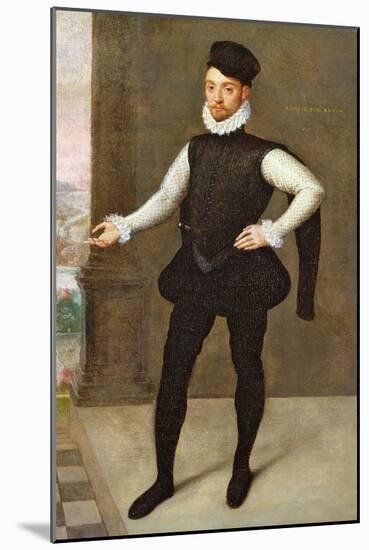 Full Length Portrait of a Gentleman in a Black Doublet-Francois Clouet-Mounted Giclee Print