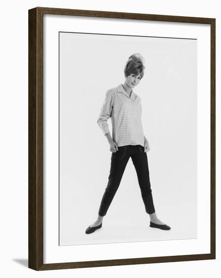 Full-Length Portrait of a Model in a Checked Shirt and Cropped Jeans, Posing for the Camera-null-Framed Photographic Print