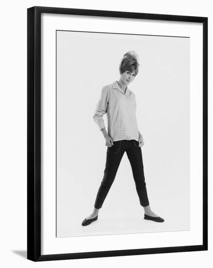 Full-Length Portrait of a Model in a Checked Shirt and Cropped Jeans, Posing for the Camera-null-Framed Photographic Print