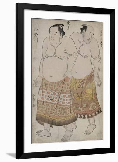 Full Length Portraits of Wrestlers of the Eastern Group, Depicting Uzugafuchi and Onagawa-Katsukawa Shunsho-Framed Giclee Print