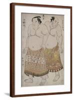 Full Length Portraits of Wrestlers of the Eastern Group, Depicting Uzugafuchi and Onagawa-Katsukawa Shunsho-Framed Giclee Print