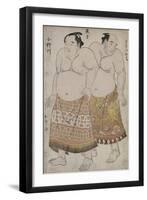 Full Length Portraits of Wrestlers of the Eastern Group, Depicting Uzugafuchi and Onagawa-Katsukawa Shunsho-Framed Giclee Print