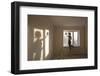 Full Length Rear View of Young Woman Cleaning Window in New Apartment-Nosnibor137-Framed Photographic Print