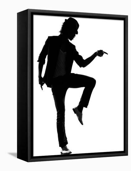 Full Length Silhouette Of A Young Man Dancer Dancing Funky Hip Hop R And B-OSTILL-Framed Stretched Canvas