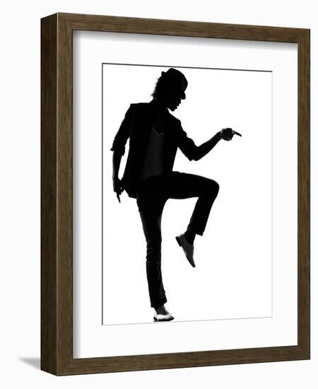 Full Length Silhouette Of A Young Man Dancer Dancing Funky Hip Hop R And B-OSTILL-Framed Art Print