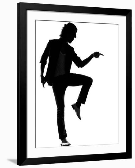 Full Length Silhouette Of A Young Man Dancer Dancing Funky Hip Hop R And B-OSTILL-Framed Art Print