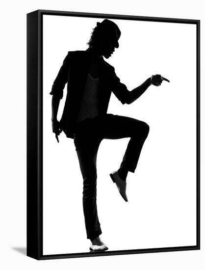 Full Length Silhouette Of A Young Man Dancer Dancing Funky Hip Hop R And B-OSTILL-Framed Stretched Canvas