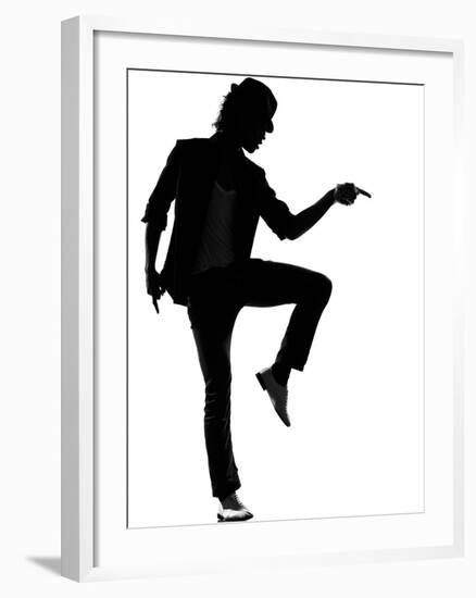 Full Length Silhouette Of A Young Man Dancer Dancing Funky Hip Hop R And B-OSTILL-Framed Art Print