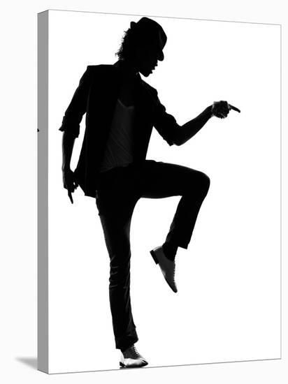 Full Length Silhouette Of A Young Man Dancer Dancing Funky Hip Hop R And B-OSTILL-Stretched Canvas