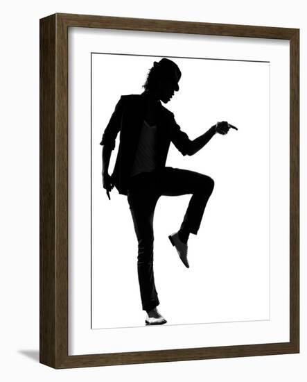 Full Length Silhouette Of A Young Man Dancer Dancing Funky Hip Hop R And B-OSTILL-Framed Art Print