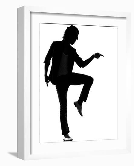 Full Length Silhouette Of A Young Man Dancer Dancing Funky Hip Hop R And B-OSTILL-Framed Art Print