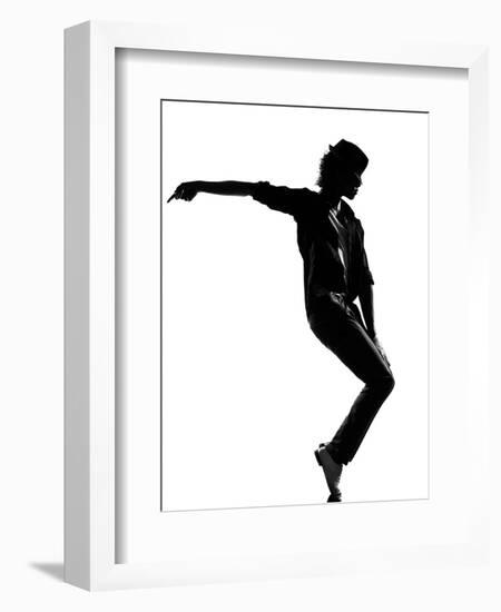 Full Length Silhouette Of A Young Man Dancer Dancing Funky Hip Hop R And B-OSTILL-Framed Art Print