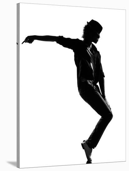 Full Length Silhouette Of A Young Man Dancer Dancing Funky Hip Hop R And B-OSTILL-Stretched Canvas