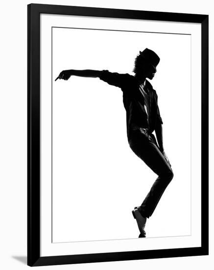 Full Length Silhouette Of A Young Man Dancer Dancing Funky Hip Hop R And B-OSTILL-Framed Art Print