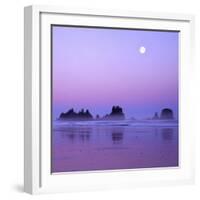 Full moon above seastacks, Olympic National Park, Washington, USA-Charles Gurche-Framed Photographic Print