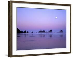 Full moon above seastacks, Olympic National Park, Washington, USA-Charles Gurche-Framed Photographic Print