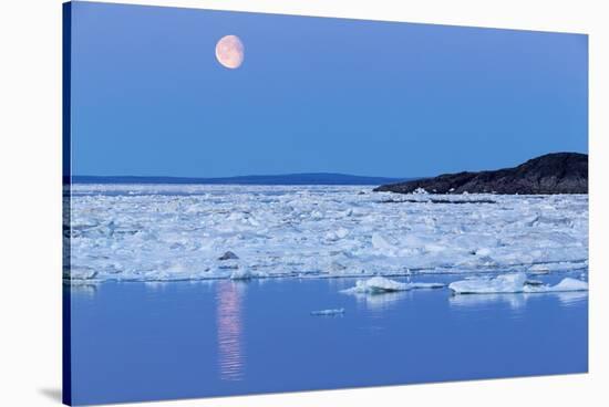 Full Moon and Melting Sea Ice, Repulse Bay, Nunavut Territory, Canada-Paul Souders-Stretched Canvas
