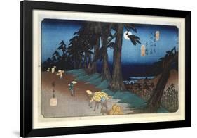 Full Moon at Mochizuki, from 69 Stations of Kisokaido, 1832-Ando Hiroshige-Framed Giclee Print