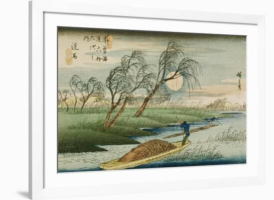 Full Moon at Seba, from the Series "69 Stations of the Kisokaido", circa 1837-42-Ando Hiroshige-Framed Giclee Print