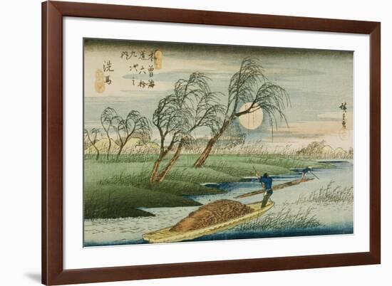 Full Moon at Seba, from the Series "69 Stations of the Kisokaido", circa 1837-42-Ando Hiroshige-Framed Giclee Print