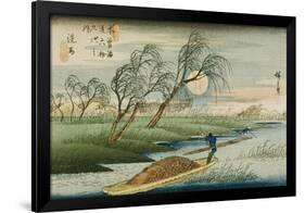 Full Moon at Seba, from the Series "69 Stations of the Kisokaido", circa 1837-42-Ando Hiroshige-Framed Giclee Print