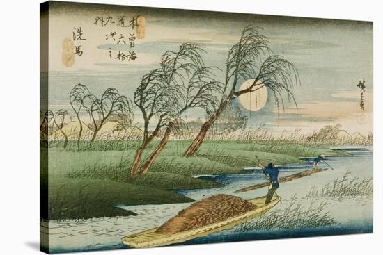 Full Moon at Seba, from the Series "69 Stations of the Kisokaido", circa 1837-42-Ando Hiroshige-Stretched Canvas