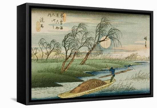 Full Moon at Seba, from the Series "69 Stations of the Kisokaido", circa 1837-42-Ando Hiroshige-Framed Stretched Canvas