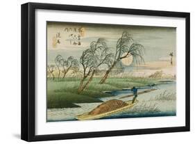 Full Moon at Seba, from the Series "69 Stations of the Kisokaido", circa 1837-42-Ando Hiroshige-Framed Giclee Print