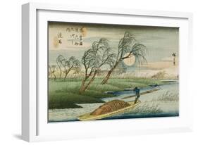 Full Moon at Seba, from the Series "69 Stations of the Kisokaido", circa 1837-42-Ando Hiroshige-Framed Giclee Print