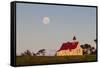 Full Moon Behind a Little Chapel, Westcoast, Northland, North Island, New Zealand, Pacific-Michael-Framed Stretched Canvas