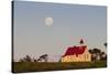 Full Moon Behind a Little Chapel, Westcoast, Northland, North Island, New Zealand, Pacific-Michael-Stretched Canvas