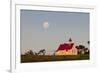 Full Moon Behind a Little Chapel, Westcoast, Northland, North Island, New Zealand, Pacific-Michael-Framed Photographic Print