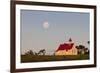 Full Moon Behind a Little Chapel, Westcoast, Northland, North Island, New Zealand, Pacific-Michael-Framed Photographic Print