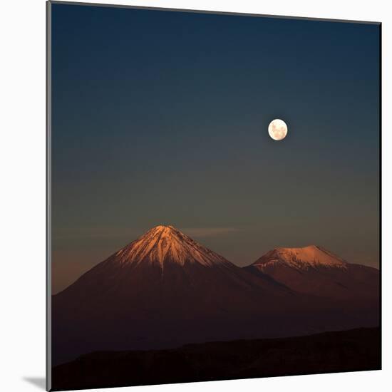 Full-Moon in the Moon Valley. Volcanoes Licancabur and Juriques, West of San Pedro, Cordillera De L-Ksenia Ragozina-Mounted Photographic Print