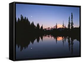 Full Moon in Upper Tipsoo Lake, Mount Rainier National Park, Washington, USA-Adam Jones-Framed Stretched Canvas