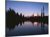 Full Moon in Upper Tipsoo Lake, Mount Rainier National Park, Washington, USA-Adam Jones-Stretched Canvas