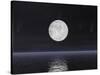 Full Moon on a Dark Night with Stars and Comets over the Ocean-null-Stretched Canvas