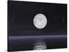 Full Moon on a Dark Night with Stars and Comets over the Ocean-null-Stretched Canvas